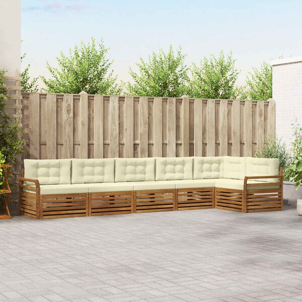 vidaXL Venkovn&iacute; pohovkov&aacute; souprava 6 pcs Přirozen&aacute; a Kr&eacute;mov&aacute;