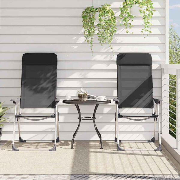 vidaXL Skl&aacute;dac&iacute; kempingov&eacute; židle z hlin&iacute;ku 2 ks čern&eacute;