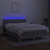 vidaXL Box spring postel s matrac&iacute; a LED světle &scaron;ed&aacute; 140x190 cm textil