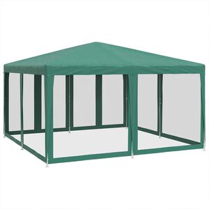 vidaXL Party stan s 8 s&iacute;ťovan&yacute;mi bočnicemi zelen&yacute; 4 x 4 m HDPE