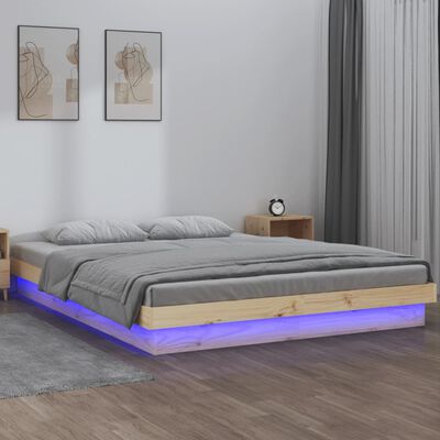 vidaXL Rám postele s LED světlem 120x190 cm Small Double masivní dřevo