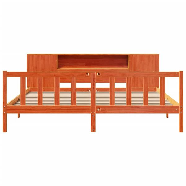 vidaXL Postel s knihovnou bez matrace 200 x 200 cm masivn&iacute; borovice