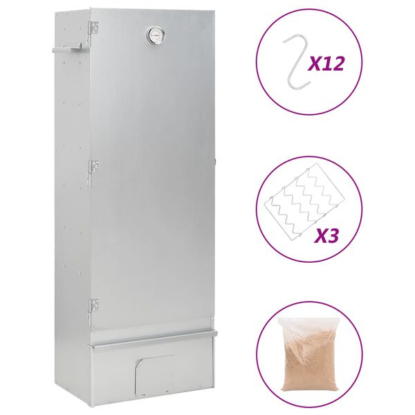 vidaXL Grilovac&iacute; trouba/ud&iacute;rna a &scaron;těpky 44,5x29x110cm pozinkovan&aacute; ocel