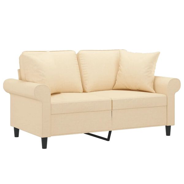 vidaXL 2m&iacute;stn&aacute; pohovka s pol&scaron;t&aacute;ři a podu&scaron;kami kr&eacute;mov&aacute; 120 cm textil