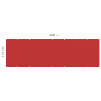 vidaXL Balkónová zástěna červená 120 x 400 cm HDPE