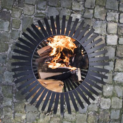 Esschert Design Koš na oheň kulovitý pruhy černý uhlíková ocel FF400