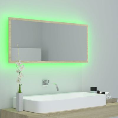 vidaXL LED koupelnové zrcadlo dub sonoma 100 x 8,5 x 37 cm akrylové