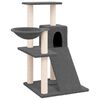 vidaXL &Scaron;krabadlo pro kočky se sisalov&yacute;mi sloupky tmavě &scaron;ed&eacute; 82 cm