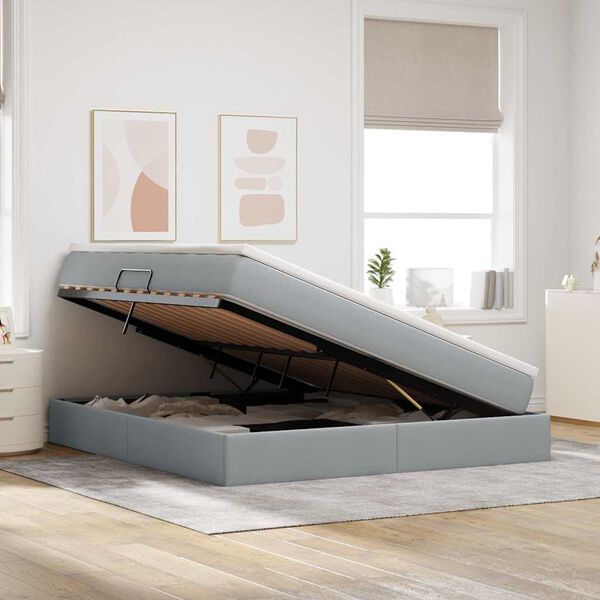 vidaXL Postel s &uacute;ložn&yacute;m prostorem a matrac&iacute; Světle &scaron;ed&aacute; 180 x 200 cm