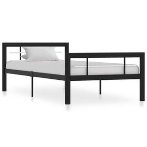 vidaXL R&aacute;m postele čern&yacute; a b&iacute;l&yacute; kov 90 x 200 cm