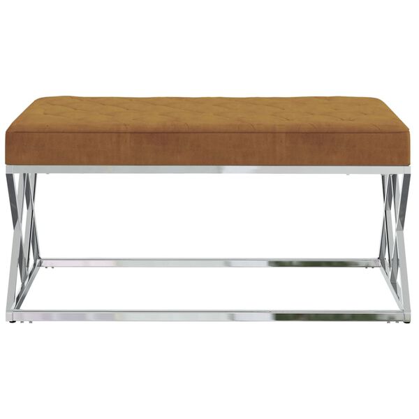 vidaXL Lavice hněd&aacute; samet a nerezov&aacute; ocel