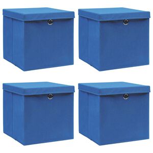 vidaXL &Uacute;ložn&eacute; boxy s v&iacute;ky 4 ks modr&eacute; 32 x 32 x 32 cm textil