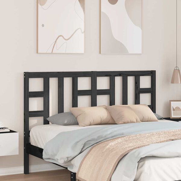 vidaXL Čelo postele černé 146 x 4 x 100 cm masivní borovice