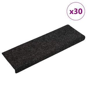 vidaXL Schodov&eacute; rohože samolepic&iacute; 30 ks 65 x 21 x 4 cm čern&eacute; s obd&eacute;ln&iacute;kov&yacute;m okrajem