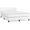 vidaXL Box spring postel s matrac&iacute; b&iacute;l&aacute; 140 x 190 cm uměl&aacute; kůže