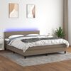 vidaXL Box spring postel s matrac&iacute; a LED taupe 180x200 cm textil