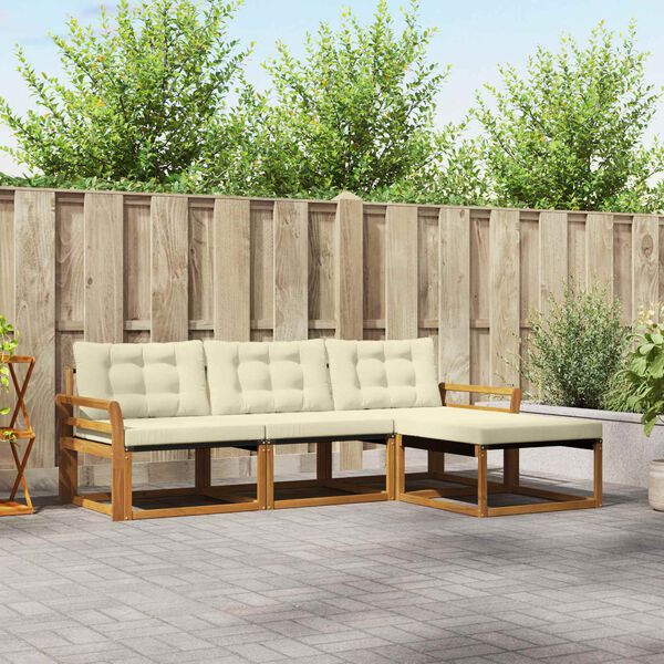 vidaXL Venkovn&iacute; pohovkov&aacute; souprava 4 pcs Přirozen&aacute; a Kr&eacute;mov&aacute;