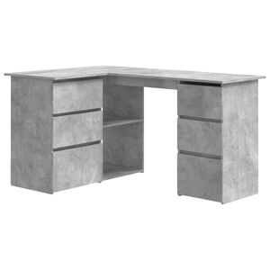 vidaXL Rohov&yacute; psac&iacute; stůl betonově &scaron;ed&yacute; 145 x 100 x 76 cm dřevotř&iacute;ska