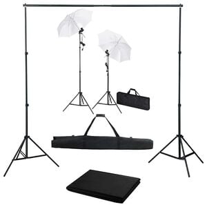 vidaXL Foto studio set s fotopozad&iacute;m, osvětlen&iacute;m a de&scaron;tn&iacute;ky