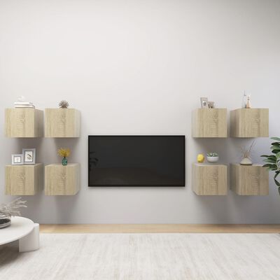 vidaXL Nástěnné TV skříňky 8 ks dub sonoma 30,5 x 30 x 30 cm