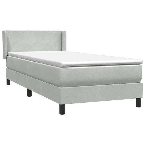 vidaXL Box spring postel s matrac&iacute; světle &scaron;ed&aacute; 80x210 cm samet