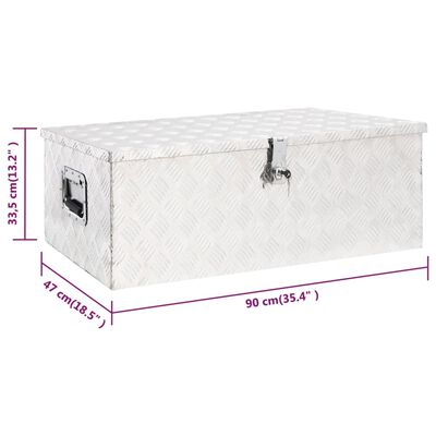 vidaXL Úložný box stříbrný 90 x 47 x 33,5 cm hliník
