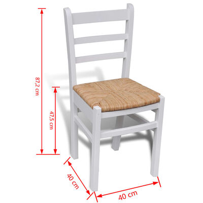 vidaXL Jídelní židle 6 ks bílé borové dřevo a rákos