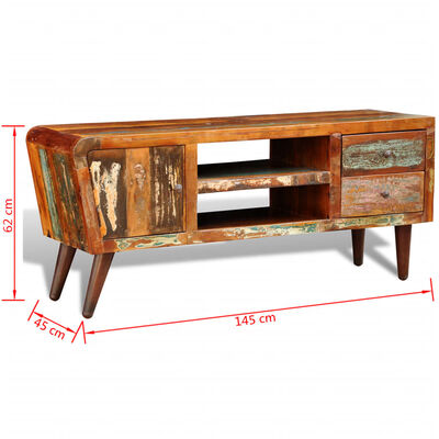 vidaXL TV stolek 1 dvířka 2 zásuvky recyklované dřevo