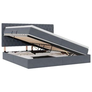 vidaXL Postel s &uacute;ložn&yacute;m prostorem a matrac&iacute; Tmavě &scaron;ed&aacute; 200 x 200 cm