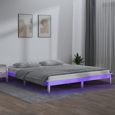vidaXL Rám postele s LED světlem bílý 120 x 200 cm masivní dřevo