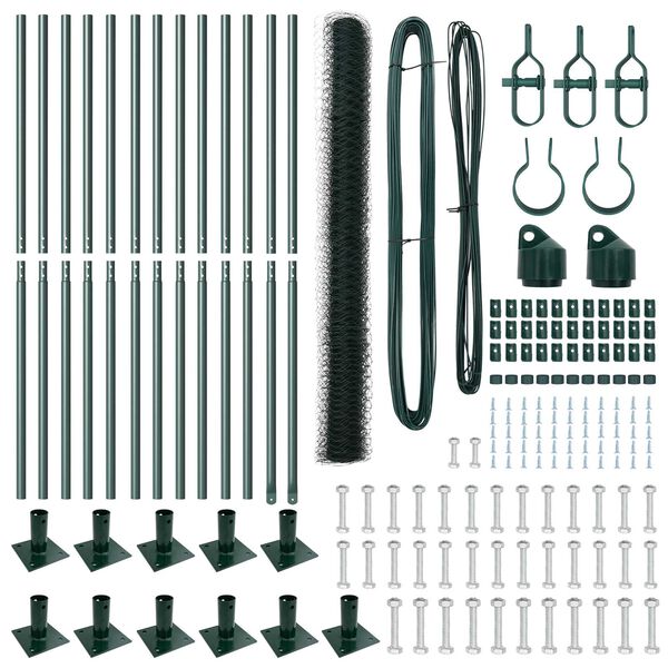 vidaXL Plotov&yacute; sloupek. Zelen&aacute; 25 x 1,6 m (50 mm s&iacute;ť) Ocel a PVC