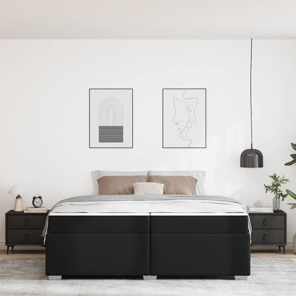 vidaXL R&aacute;m postele s matrac&iacute; Čern&aacute; 200 x 200 cm textil