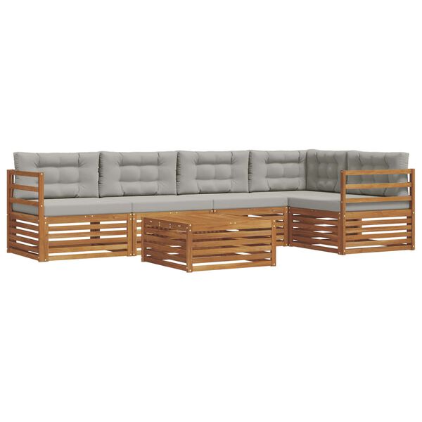 vidaXL Venkovn&iacute; pohovkov&aacute; souprava 6 pcs Př&iacute;rodn&iacute; a světle &scaron;ed&aacute;