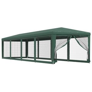 vidaXL Party stan s 10 s&iacute;ťovan&yacute;mi bočnicemi zelen&yacute; 3 x 12 m HDPE