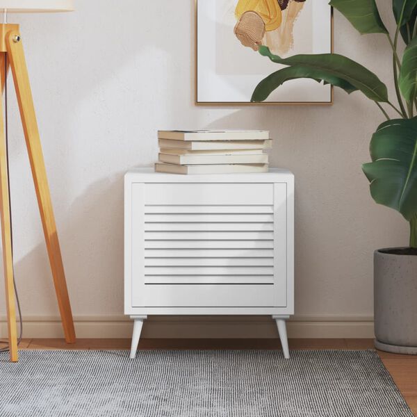 vidaXL N&aacute;bytkov&aacute; dv&iacute;řka lamelov&yacute; design b&iacute;l&aacute; 39,5 x 49,4 cm borovice