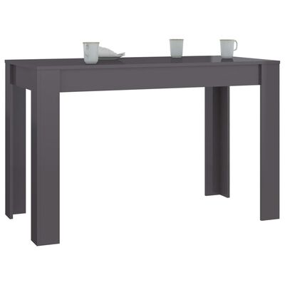 vidaXL Jídelní stůl šedý s vysokým leskem 120 x 60 x 76 cm dřevotříska
