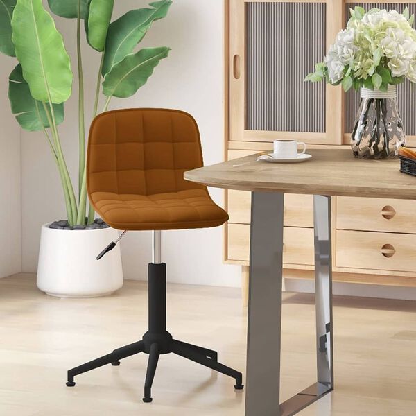 vidaXL Otočn&aacute; j&iacute;deln&iacute; židle hněd&aacute; samet