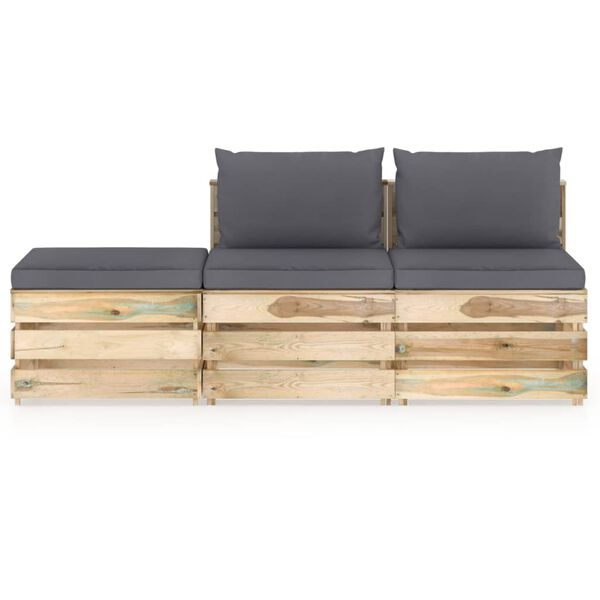 vidaXL 3d&iacute;ln&aacute; zahradn&iacute; souprava s podu&scaron;kami zeleně impregnovan&eacute; dřevo