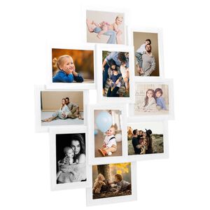 vidaXL Kol&aacute;žov&yacute; fotor&aacute;meček na 10 obr&aacute;zků (10 x 15 cm) b&iacute;l&yacute; MDF