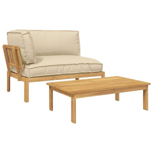 vidaXL Set pohovek s pol&scaron;t&aacute;řem 2 pcs B&eacute;žov&aacute; Masivn&iacute; ak&aacute;tov&eacute; dřevo