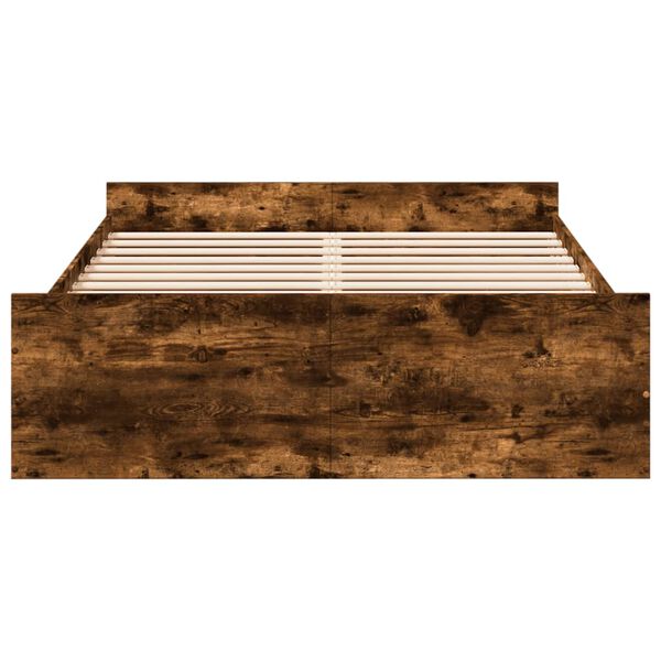 vidaXL R&aacute;m postele se z&aacute;suvkami kouřov&yacute; dub 120 x 190 cm kompozit