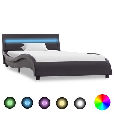 vidaXL Rám postele s LED světlem černý umělá kůže 100 x 200 cm