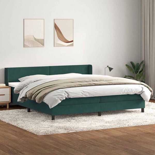 vidaXL Box spring postel s matrac&iacute; tmavě zelen&aacute; 180x220 cm samet