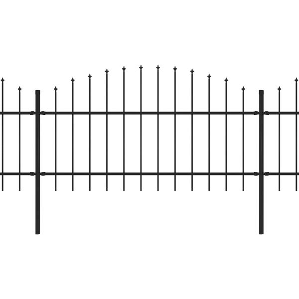 vidaXL Zahradn&iacute; plot s kop&iacute;m nahoře ocelov&yacute; 892,5 x 125 cm čern&yacute;