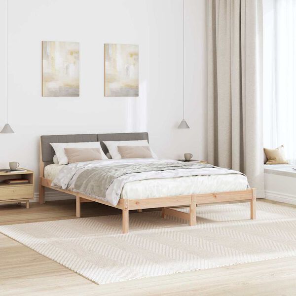 vidaXL R&aacute;m postele Hněd&aacute; a taupe 135 x 190 cm Masivn&iacute; borovicov&eacute; dřevo