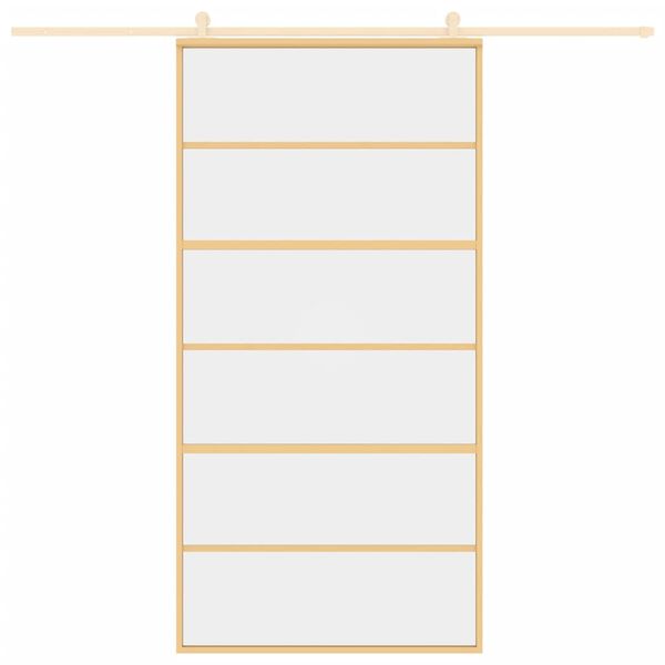 vidaXL Posuvn&eacute; dveře zlat&eacute; 102,5 x 205 cm čir&eacute; ESG sklo a hlin&iacute;k