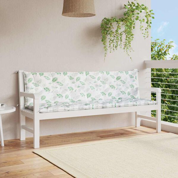 vidaXL Podu&scaron;ky na zahradn&iacute; lavici 2 ks vzor listů 200x50x7 cm textil