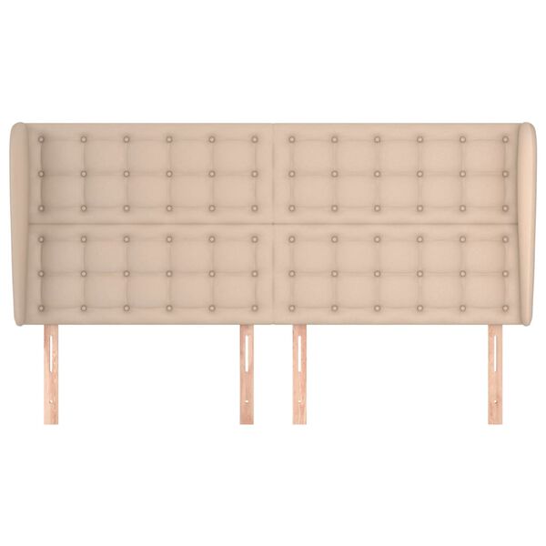 vidaXL Čelo postele typu u&scaron;&aacute;k cappuccino 183x23x118/128 cm uměl&aacute; kůže