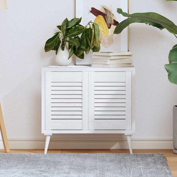 vidaXL Skř&iacute;ňov&eacute; dveře Louvred Design 2 ks B&iacute;l&aacute; 39,5x29,5 cm