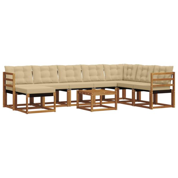 vidaXL Venkovn&iacute; pohovkov&aacute; souprava 9 pcs Přirozen&aacute; a B&eacute;žov&aacute;